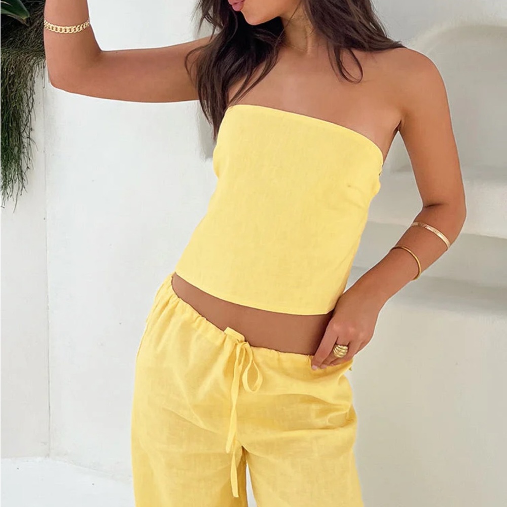 Beginning Boutique Yellow Strapless Top